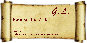 Gyürky Lóránt névjegykártya